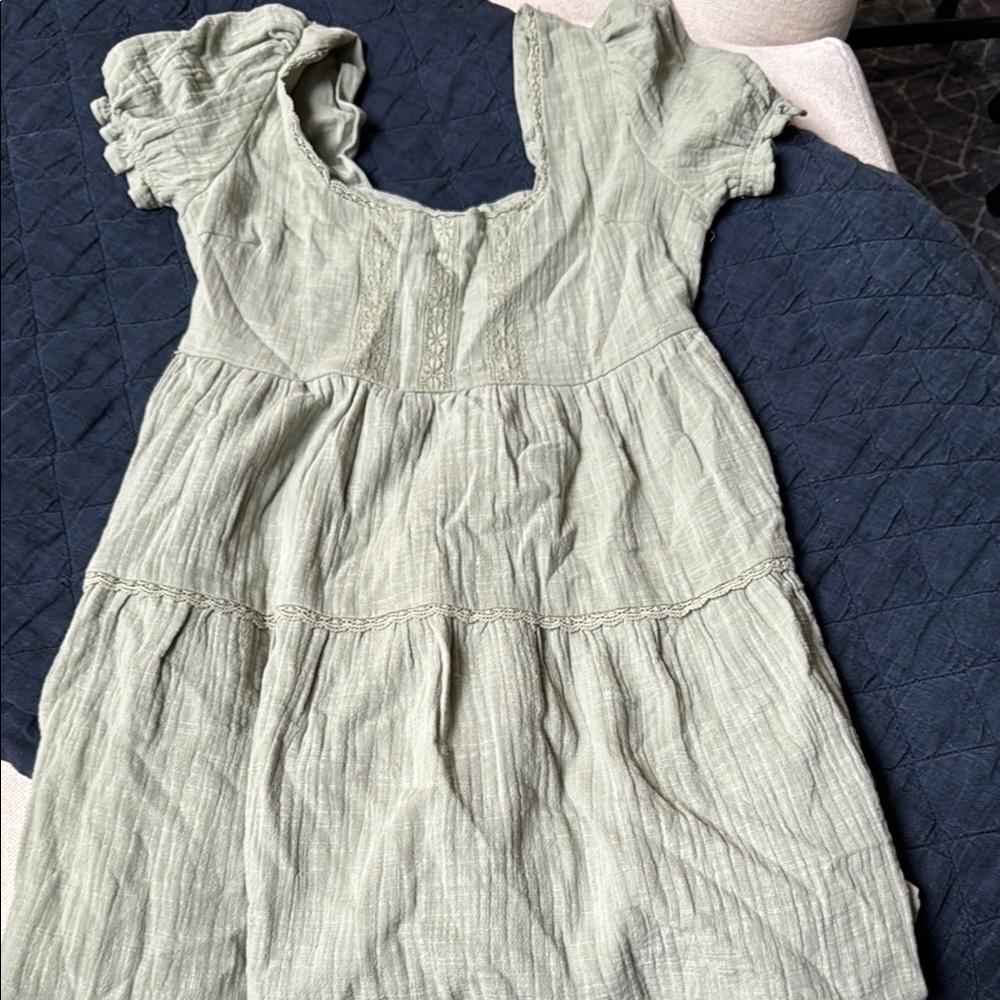 Altar'd State Green Ruffled Smocked Sundress